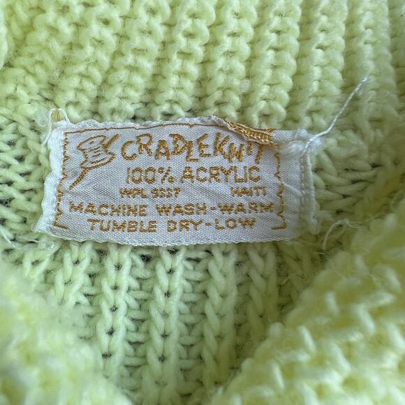 Vintage CRADLE KNIT embroidered flowers Sweater Cardigan 3 mon yellow cardigan - Picture 3 of 10